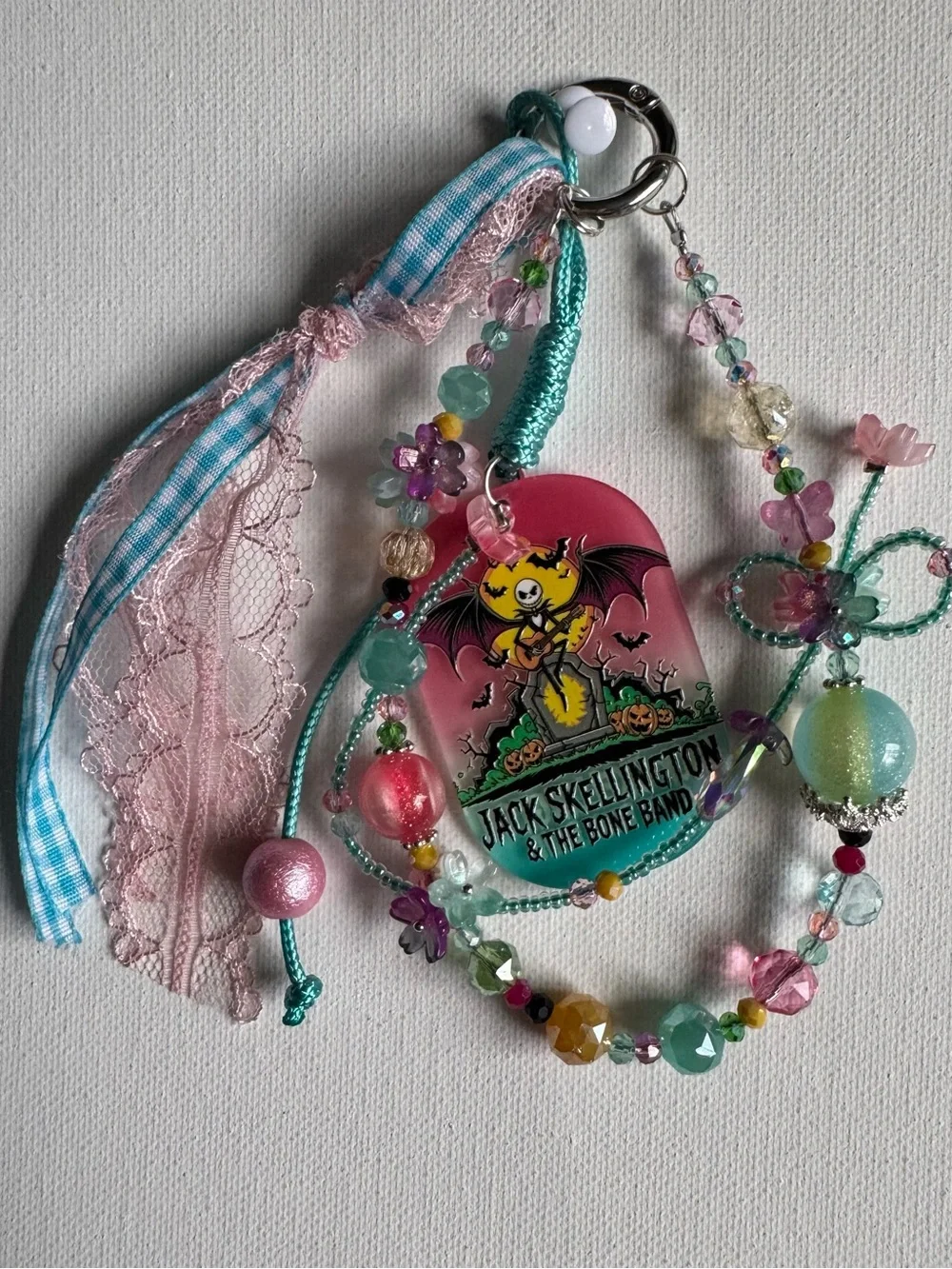 Jack Skellington Luminous - Phone Charm-Pink and Teal